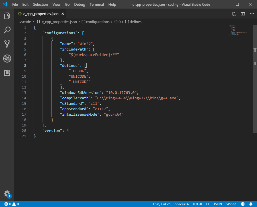 visual studio code in c